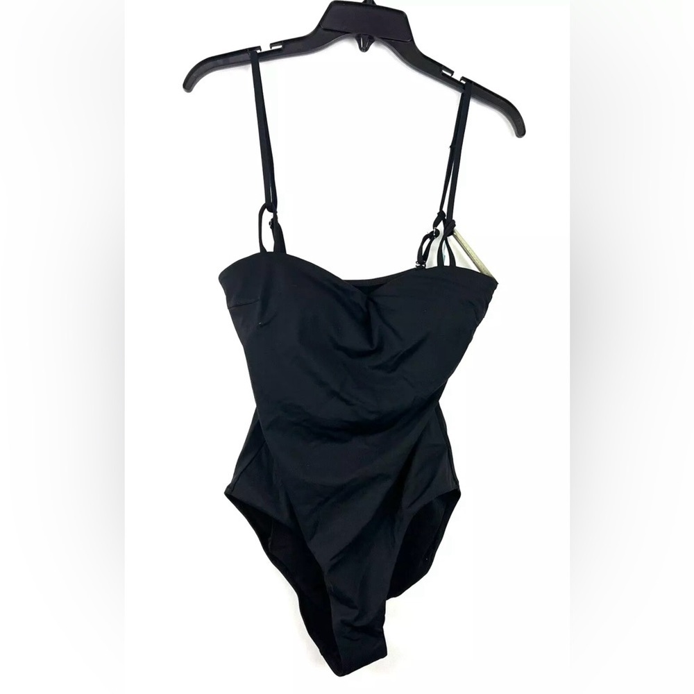 Sea Level Swim Womens Dark Romance High Leg Bandeau Swimsuit Black Size 10
